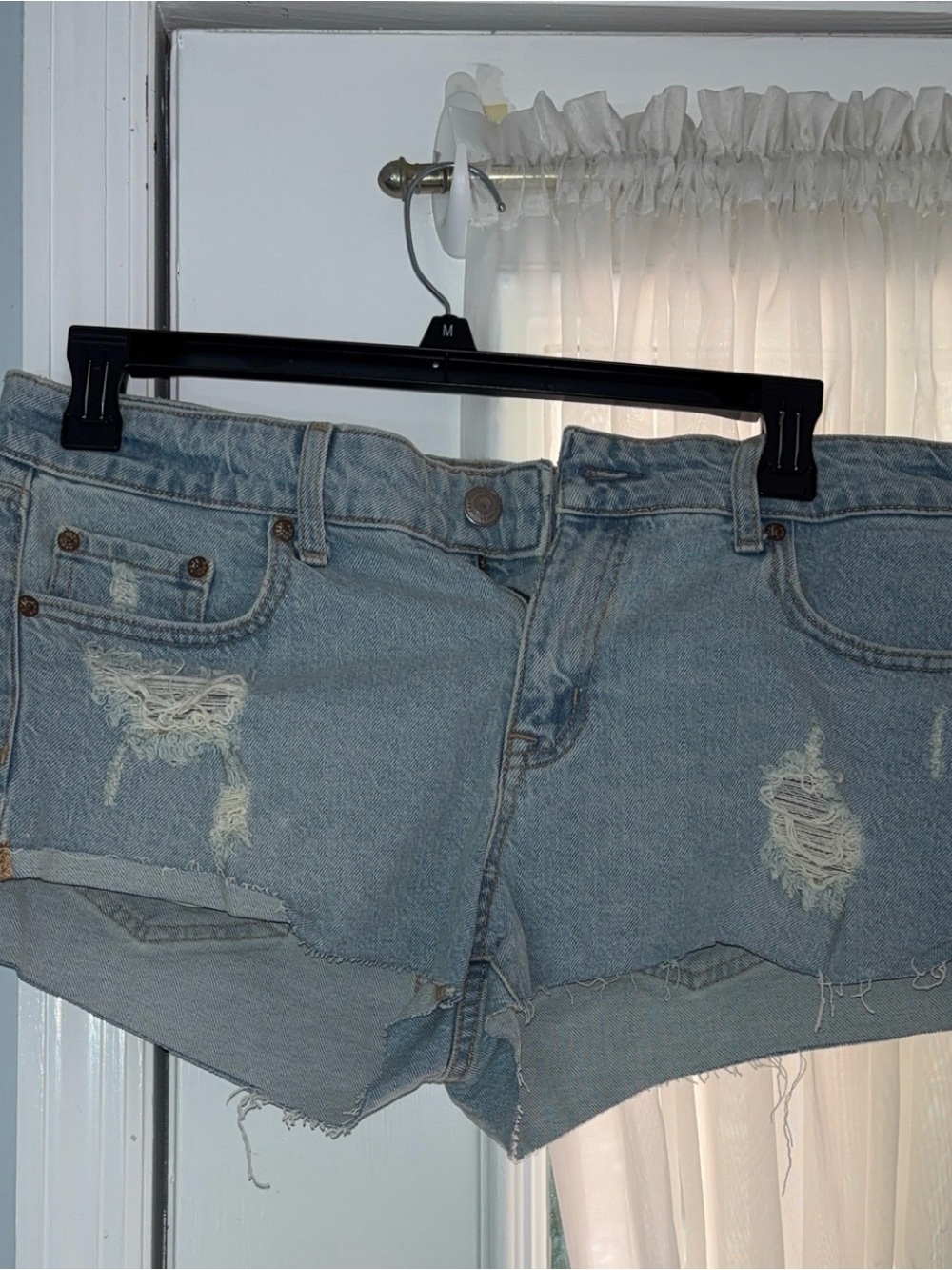 Aeropostale Faded Light Blue Distressed Denim Cutoff Shorts